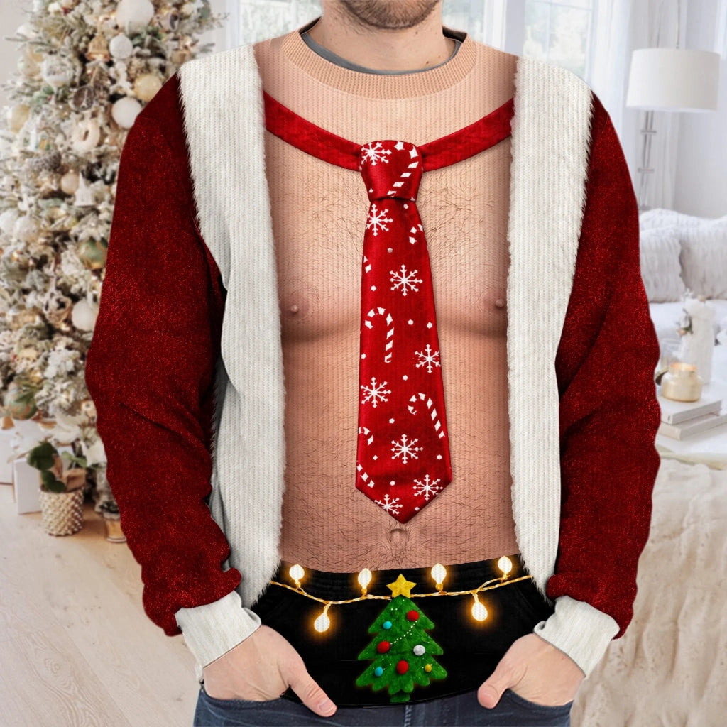 Custom Funny Ugly Sweatshirt - Personalized Christmas Birthday Gifts For Men - Shining Bright With Party Energy