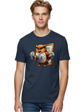 Owl-Lifting-Weights-1 Mens Graphic Tee, 100% Cotton, Casual Summer Wear