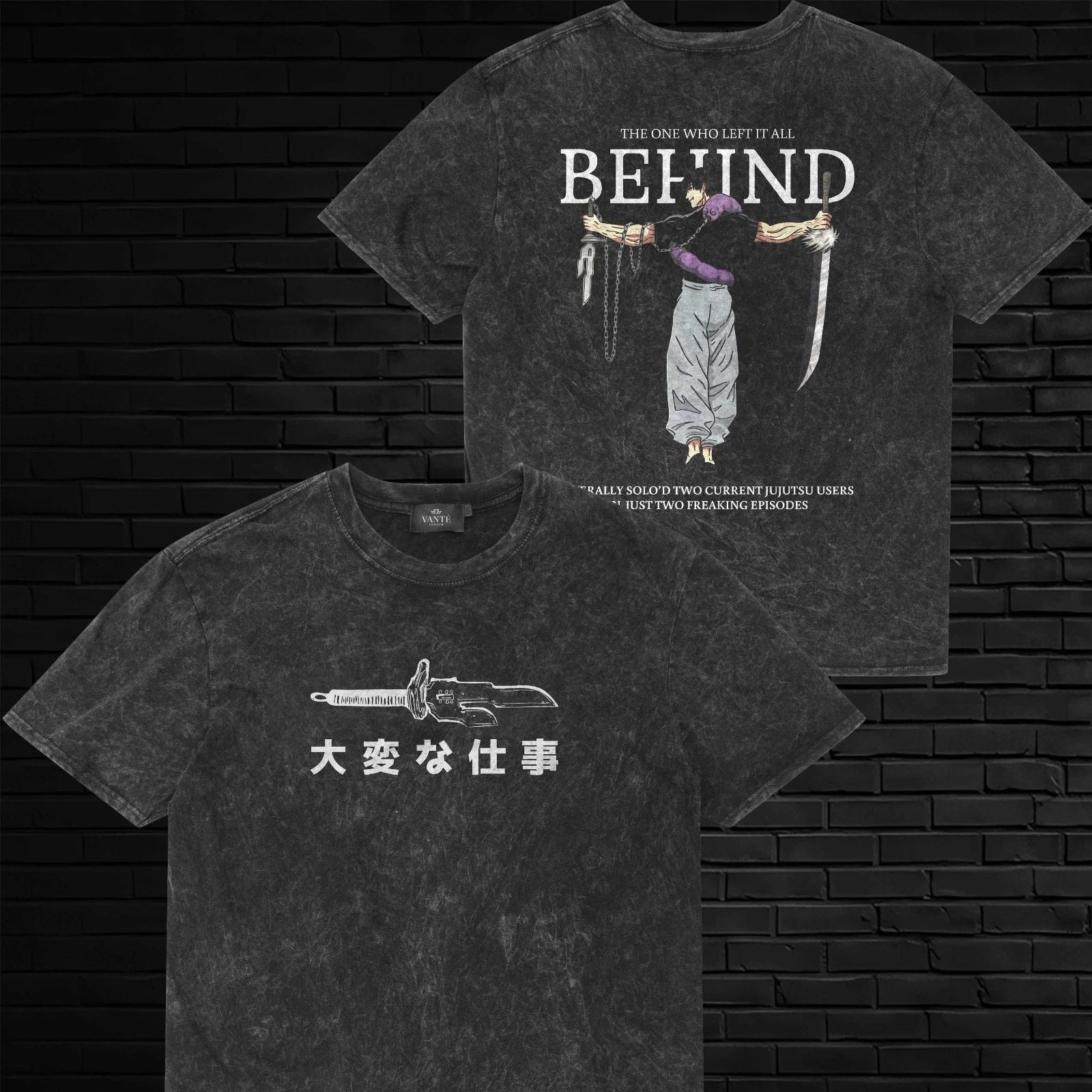 Toji Fushiguro Anime T-Shirt Acid Wash Graphic Tee Casual Unisex