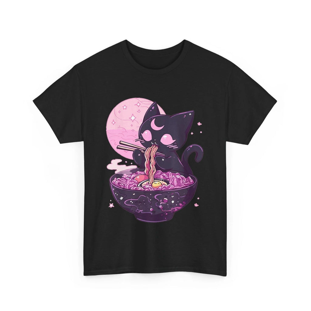 HOT Pastel Goth Aesthetic Kawaii Creepy Cat Eating Ramen Noodles T-Shirt