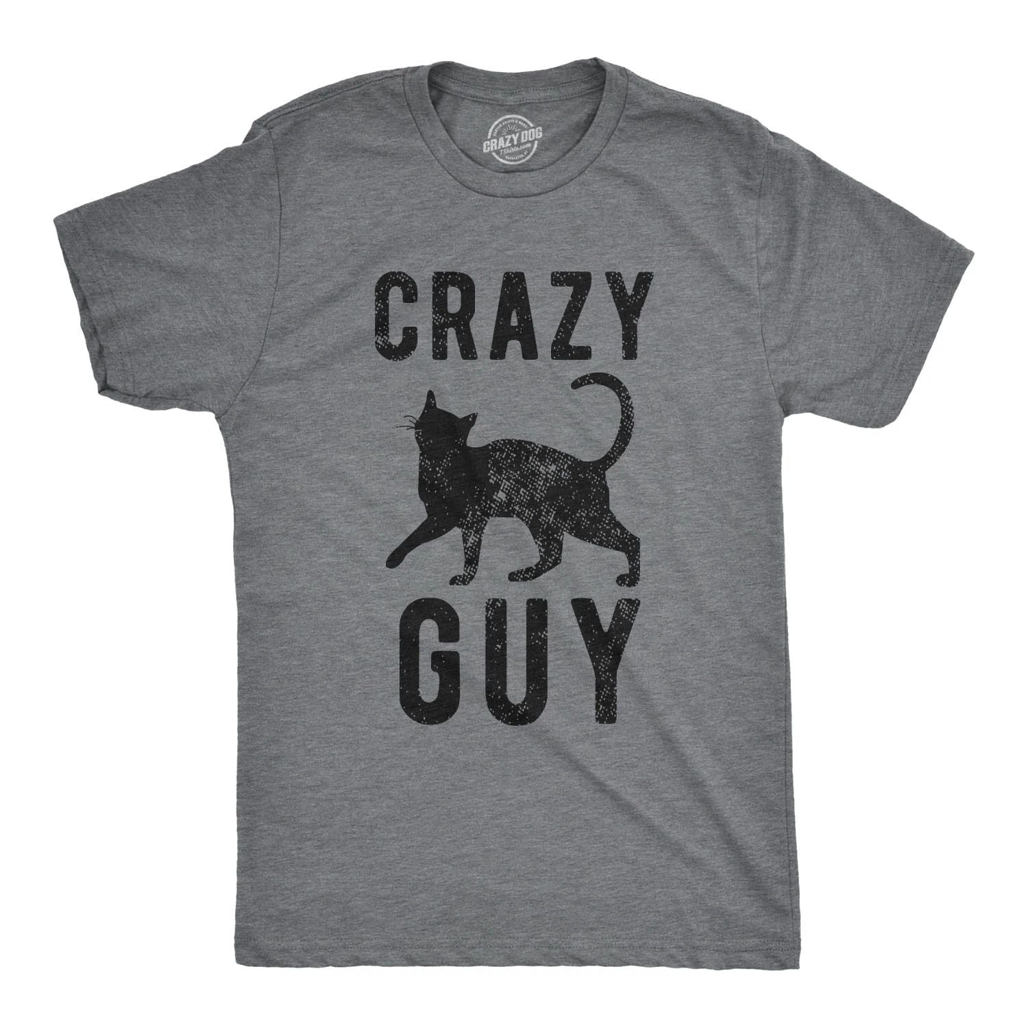 Mens Crazy Cat Guy T Shirt Funny Pet Kitty Lover Tee