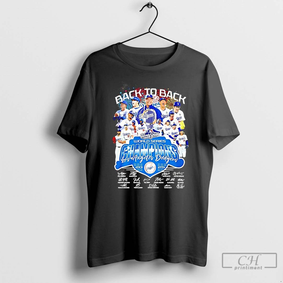 Classic La Dodgers 2025 World Series Champions Back 2 Back Signatures T Shirts