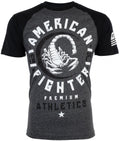 American Fighter Mens T-Shirt MICHIGAN Athletic BLACK GREY Biker MMA