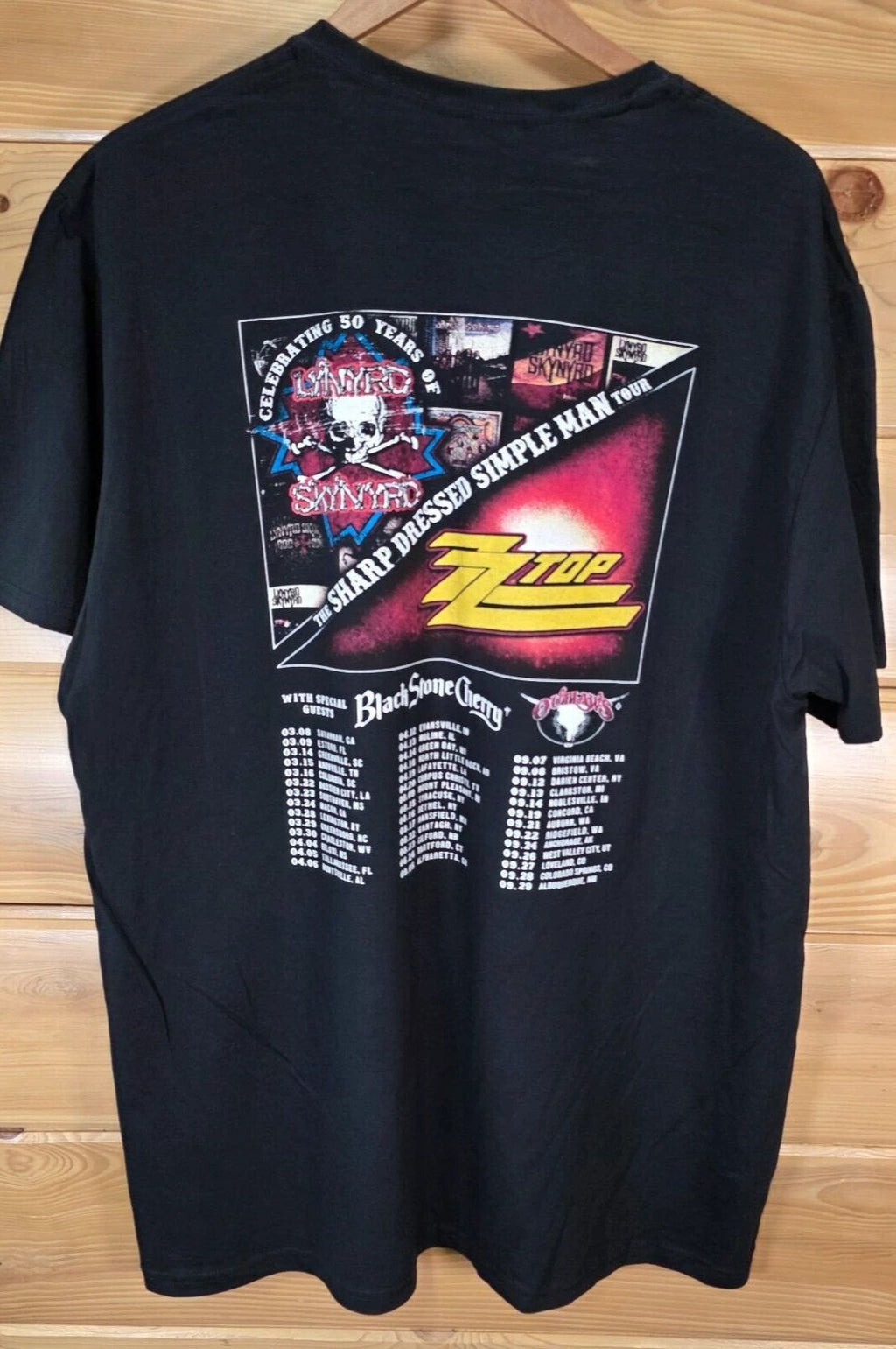 ZZ Top Lynyrd Skynard Band Concert T Shirt Men 2XL Sharp Dressed Simple Man