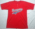 VTG Mens Texas Rangers Spellout Henley Neck T Shirt Size Large Red Made in USA