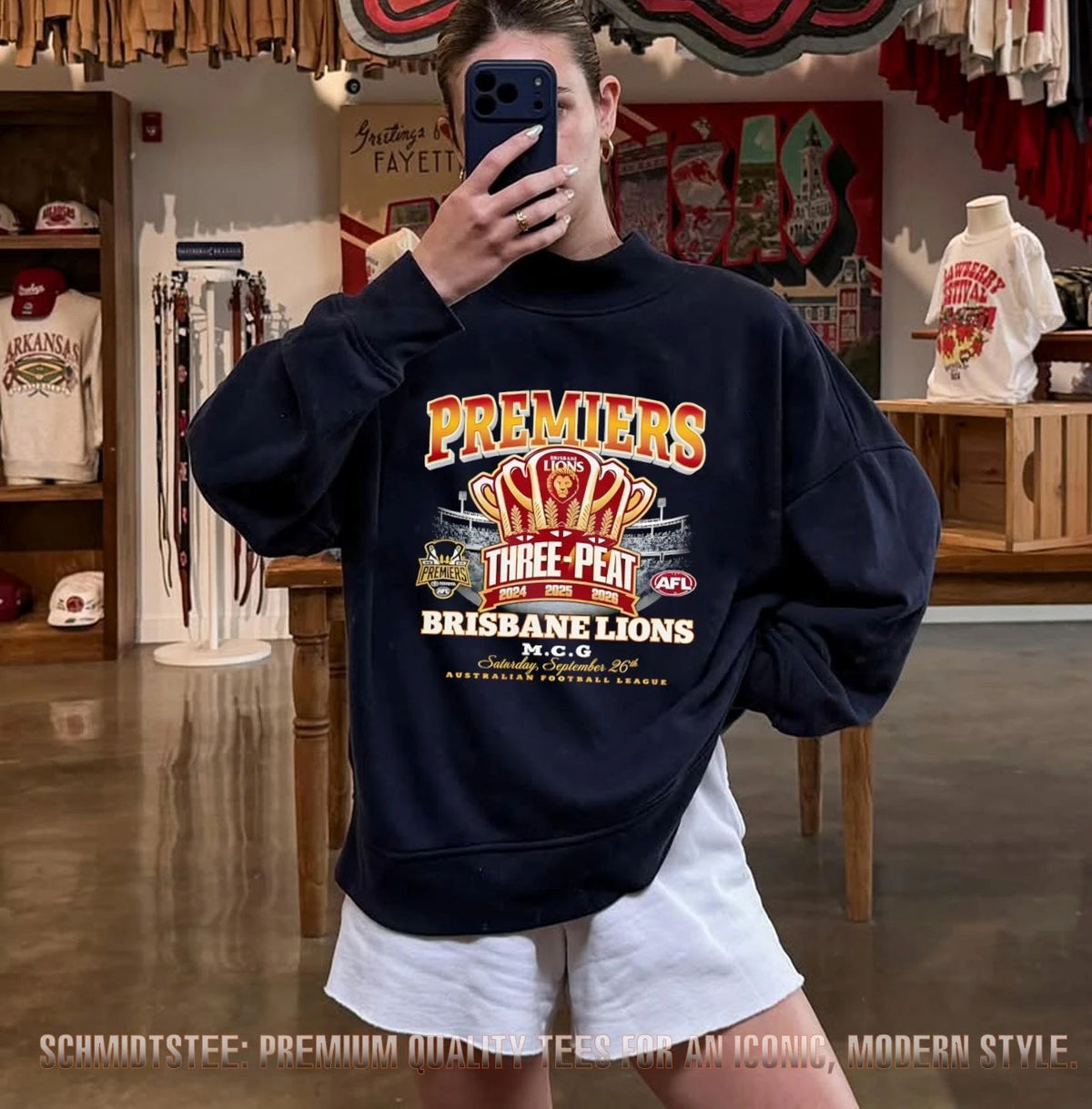 Brisbane Lions AFL Premiers Three-Peat 2024 2025 2026 Trophy shirt