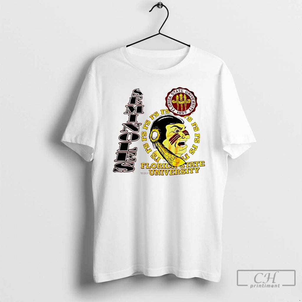 Classic Florida State University Seminoles Vintage Logo Fs Mascot T Shirts