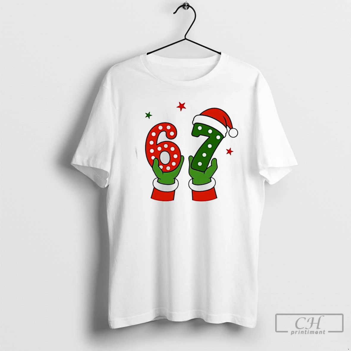 Classic Christmas 67 Six Seven Santa Claus Hands T Shirts