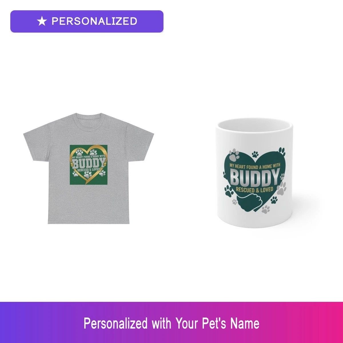 Custom Pet Gift Set Shirt Mug Personalized Name Bundle Dog Lover