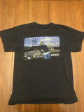 JMS Surf Men's Black Car Graphic Print T-Shirt Size L Cotton Jersey Short Sleeve