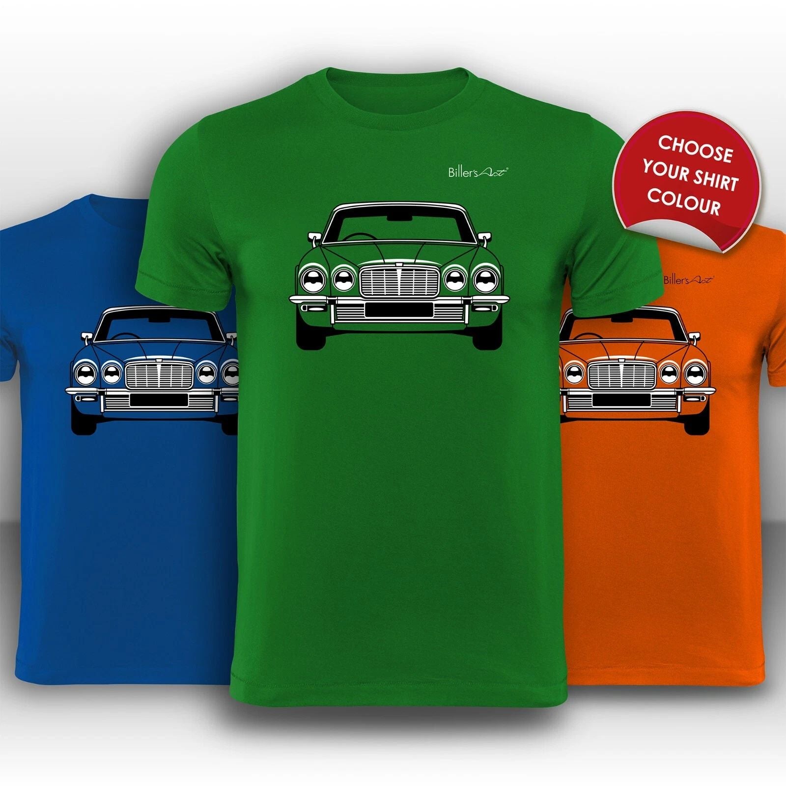 Jaguar XJ6 Front View Super Cool hand printed T-Shirt