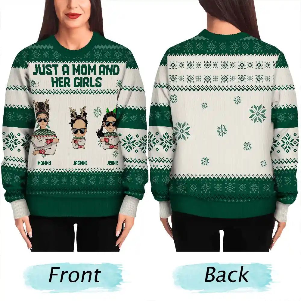Christmas Just A Mom And Her Boy - Personalized Unisex Ugly Sweater