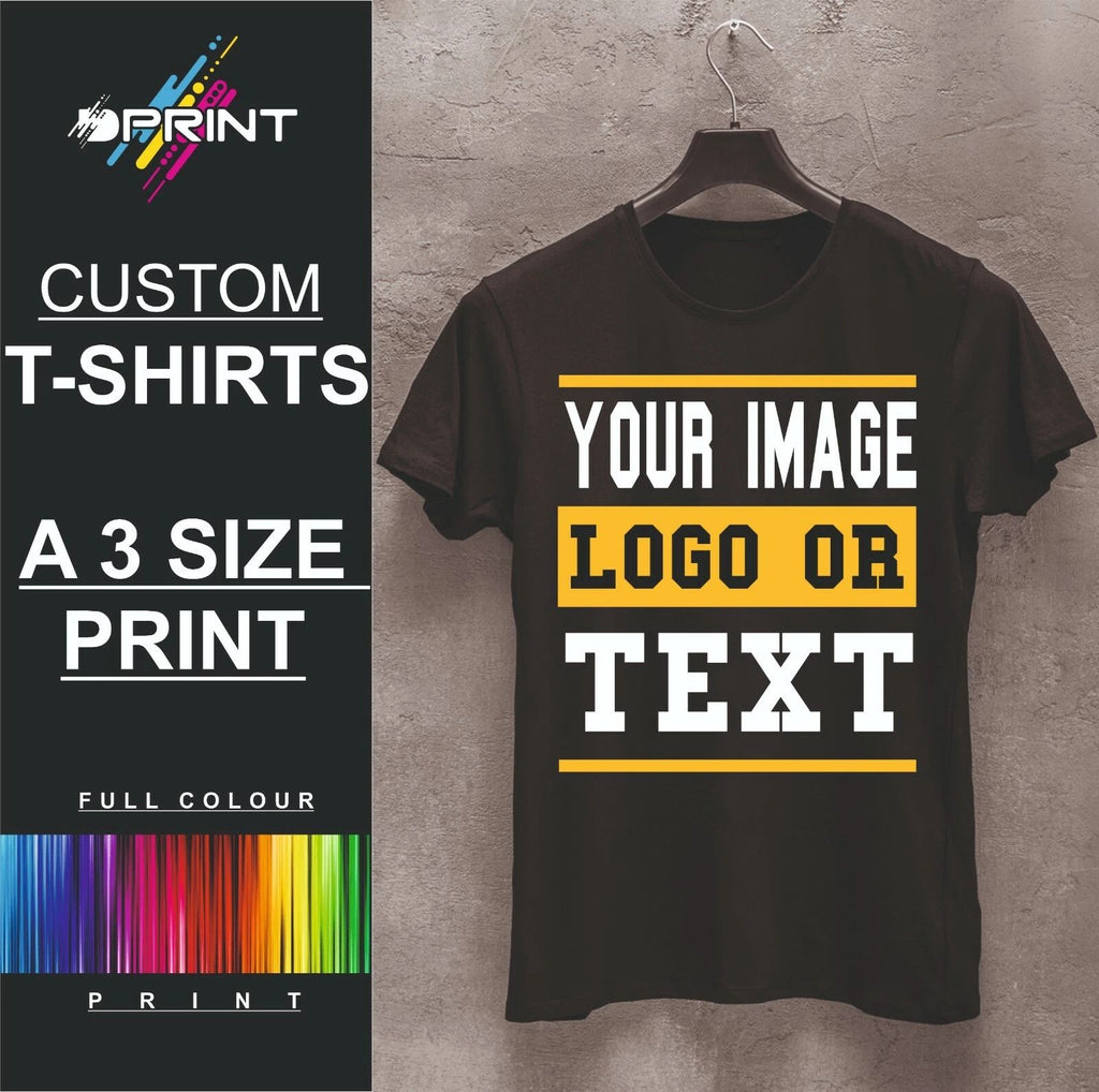 CUSTOM PRINTED T SHIRT HEAVY COTTON PERSONALISED WORK WEAR LARGE BRAND UNISEX