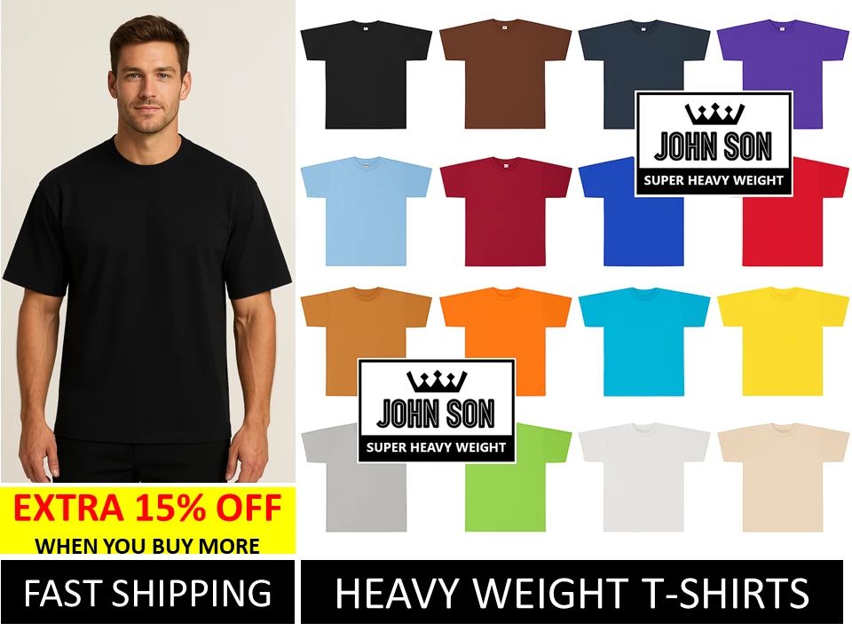 Plain T-shirts Round Neck Super Heavy Weight [S~7XL] Big size (BULK) [JOHN SON]