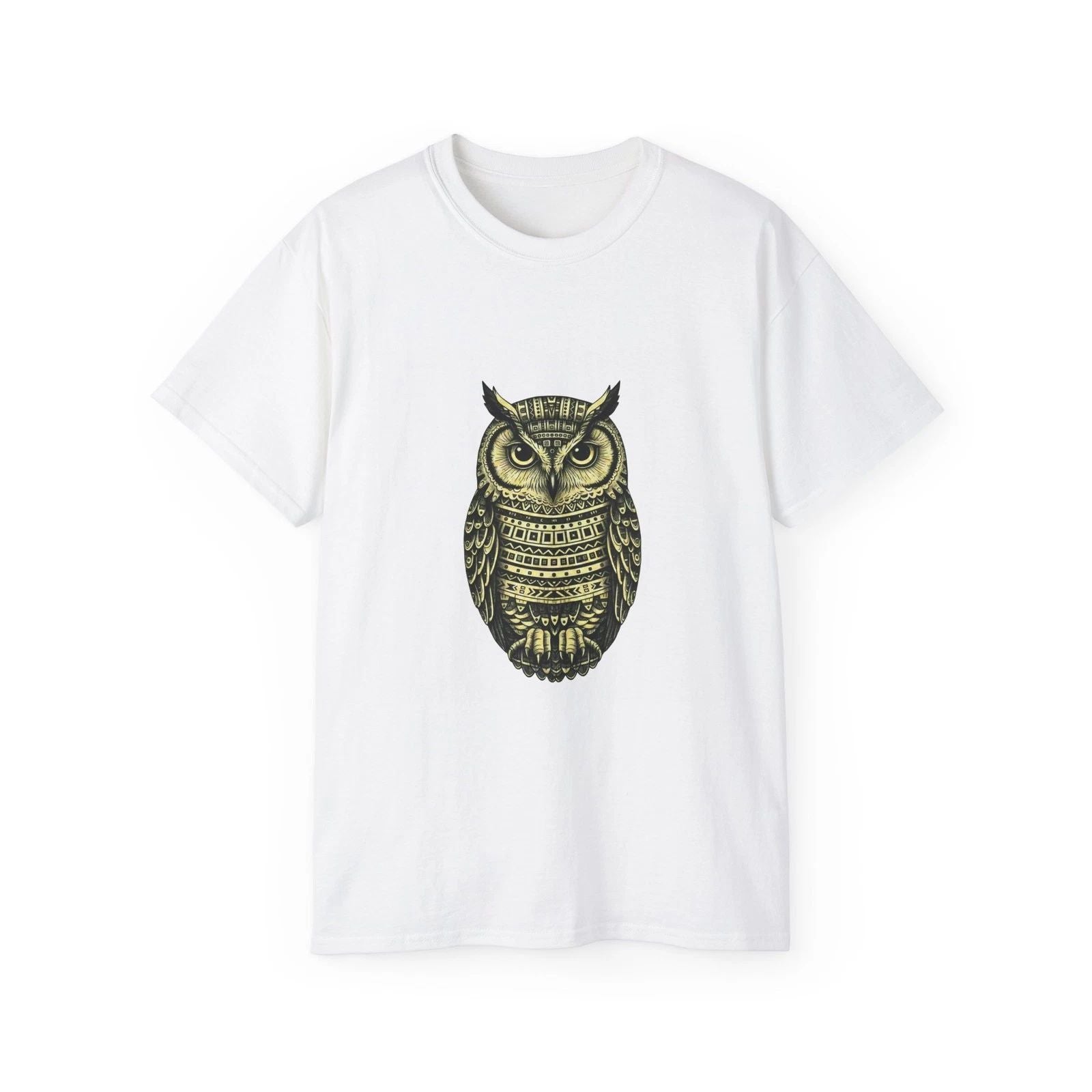 Intricate Tribal Owl Tee | Detailed Boho Forest Bird Shirt