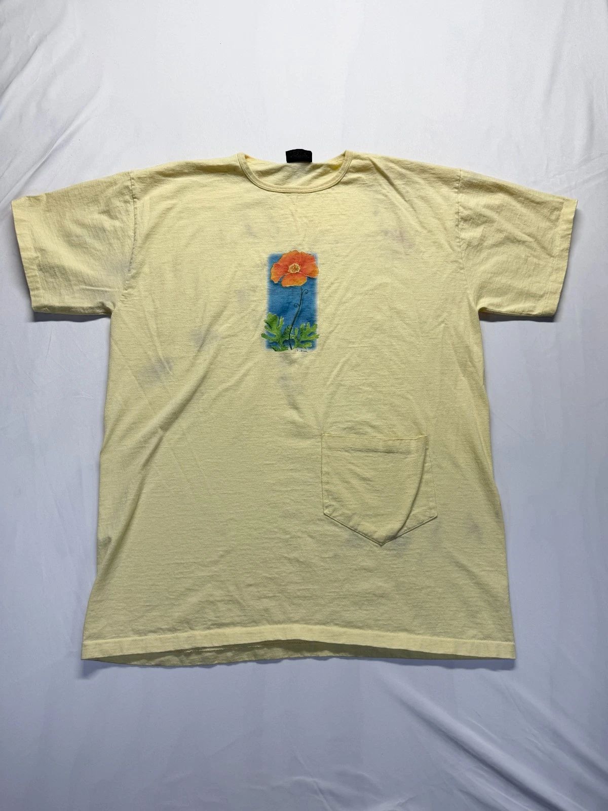 Alore T Shirt Mens One Size Yellow Graphic Print Turner Flower Everyday Wear