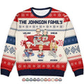Cartoon Senior Couple With Children - Personalized Unisex Ugly Sweater