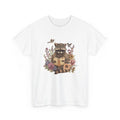 Boho Floral Raccoon Reading Book T-Shirt   Whimsical Book Lover Shirt