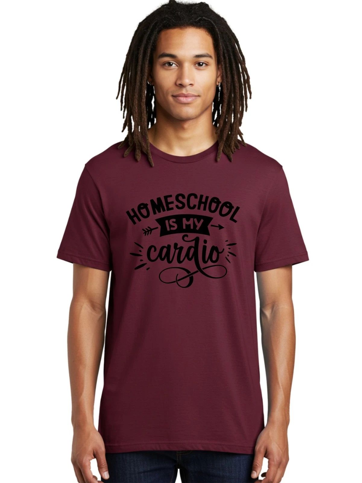Homeschool-Is-My-Cardio-1 Mens Graphic Tee, 100% Cotton, Casual Summer Wear
