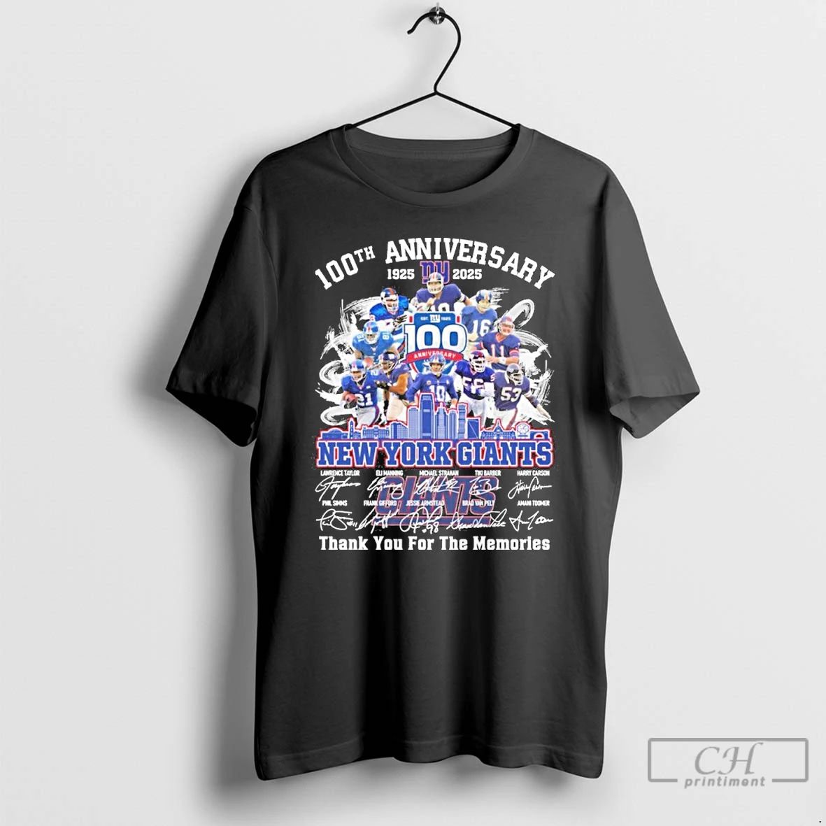 Premium 100th Anniversary 1925 2025 New York Giants Teams Signatures T Shirts