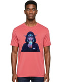 Alien-Girl-Drinking-Boba-Tea Mens Graphic Tee, 100% Cotton, Casual Summer Wear