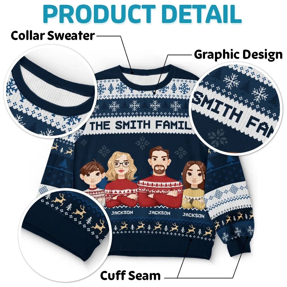 Christmas Is A Reminder Of The Joy That Family Brings - Family Personalized Custom Ugly Sweatshirt - Unisex Wool Jumper - Christmas Gift For Family