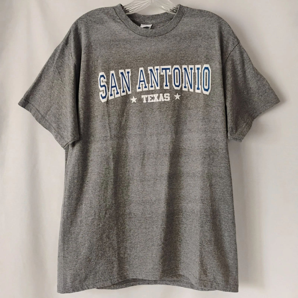 Men's L San Antonio Texas USA American Graphic Tee Gray Short Sleeve Tee Large