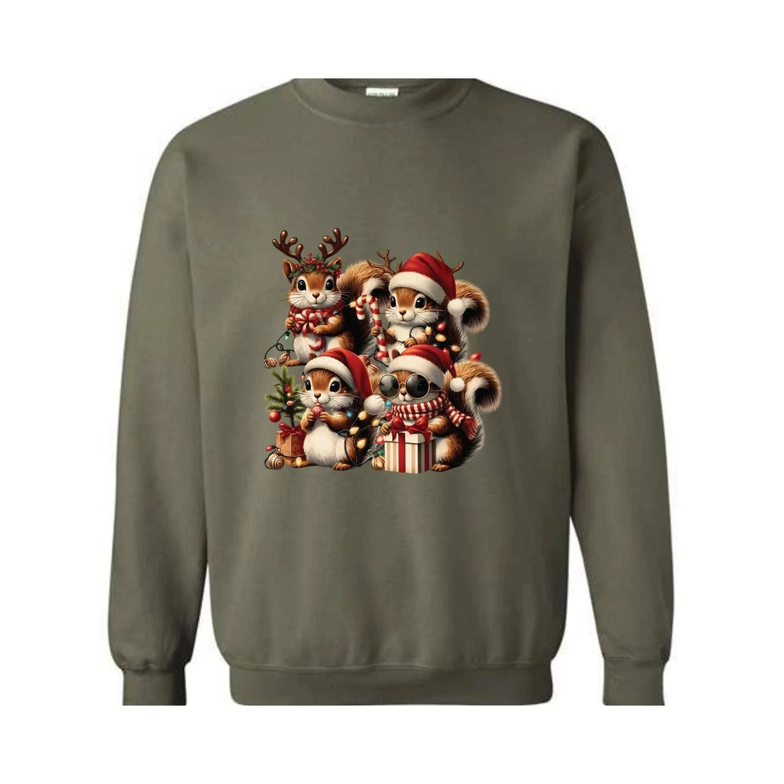 Cute Squirrel Christmas Sweatshirt, Holiday Squirrel Sweatshirt, Funny Xmas Squi