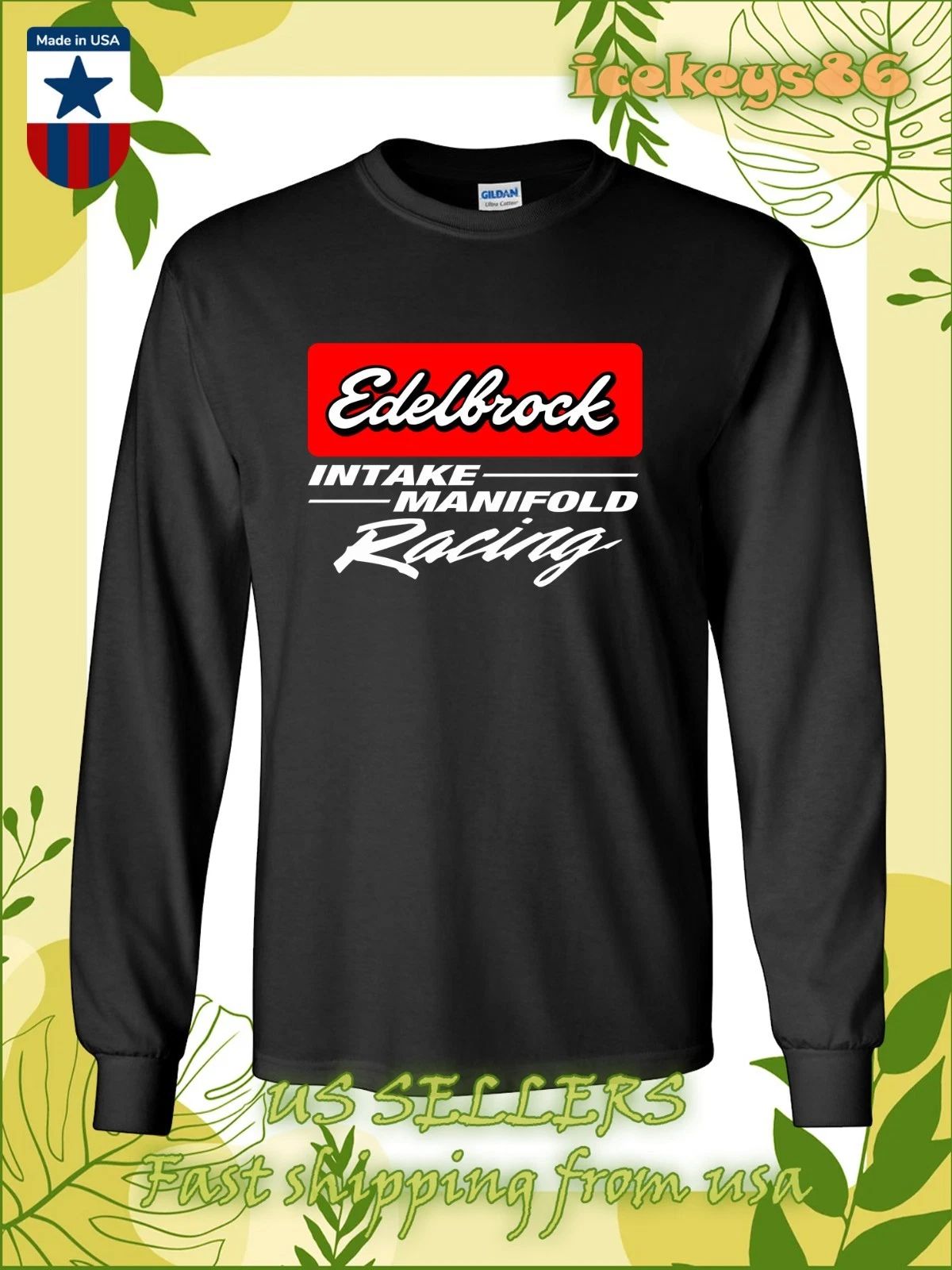 Edelbrock Intake Manifold Racing Logo Men's Long Sleeve T-Shirt American T-Shirt