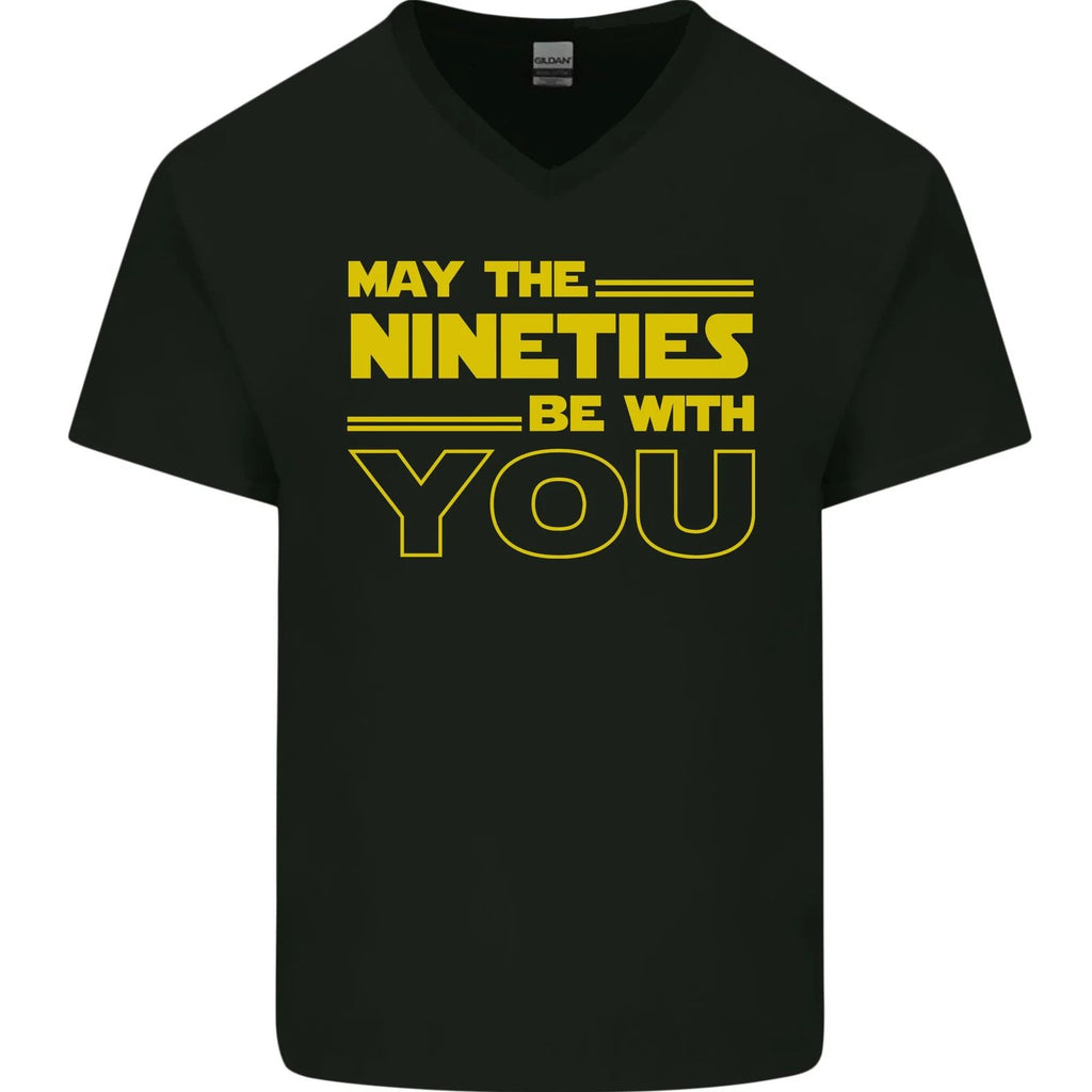 May the 90s Nineties Be With You Sci-Fi Mens V-Neck Cotton T-Shirt