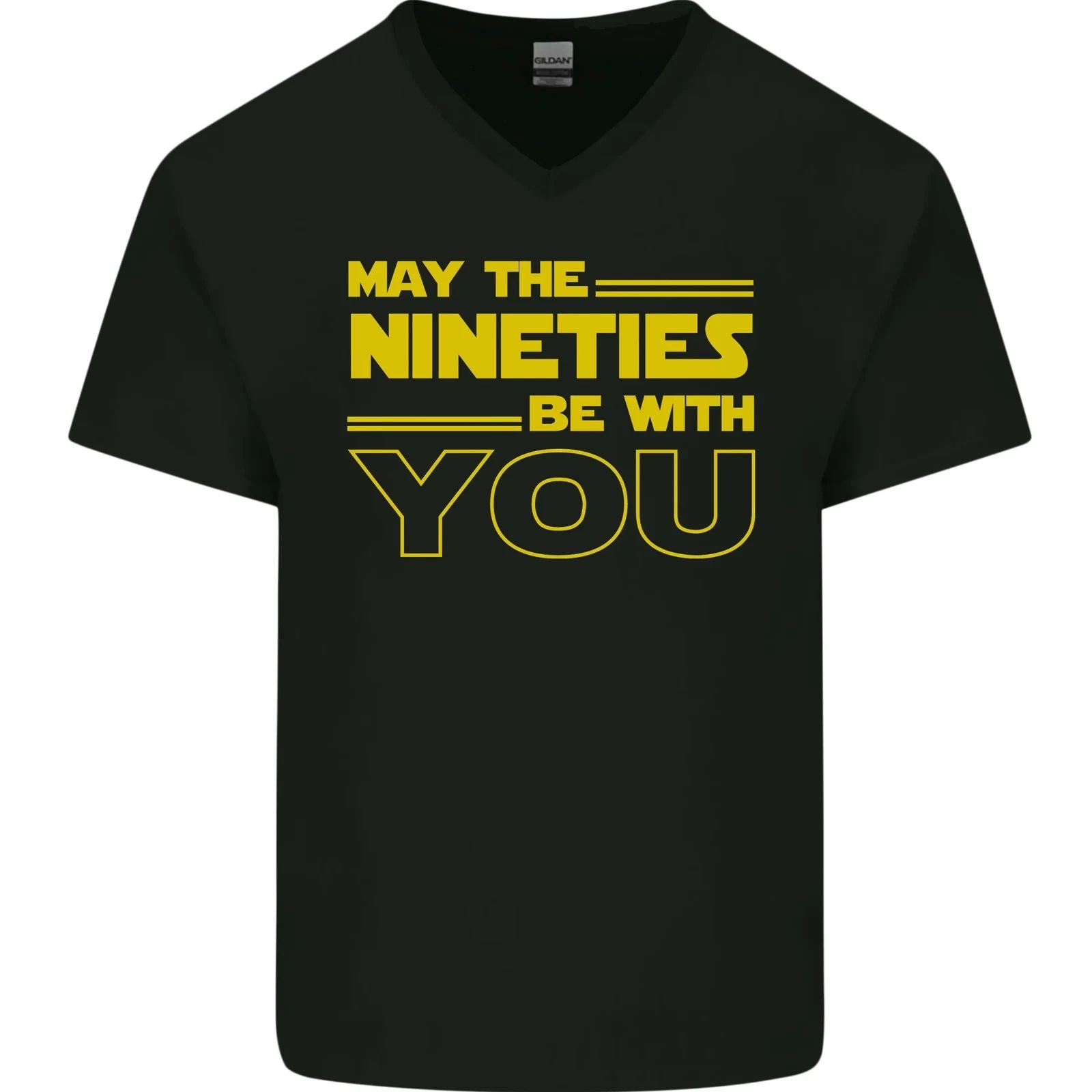 May the 90s Nineties Be With You Sci-Fi Mens V-Neck Cotton T-Shirt