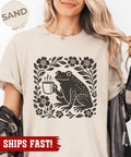Boho Frog Shirt, Frog Coffee Lover, Oversize, Womens, Mens, T-shirt