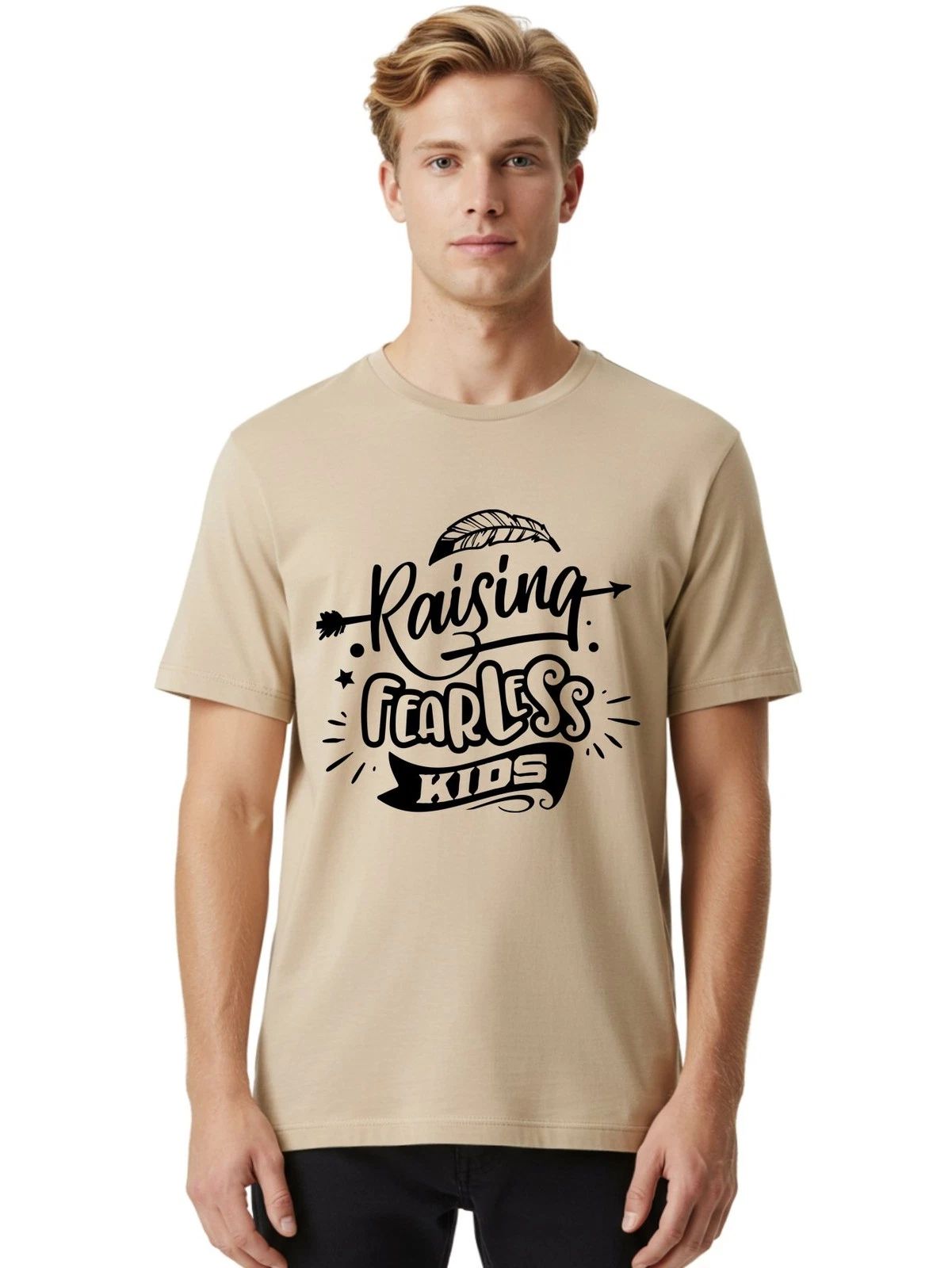 Raising Fearless Kids Mens Graphic Tee, 100% Cotton, Casual Summer Wear