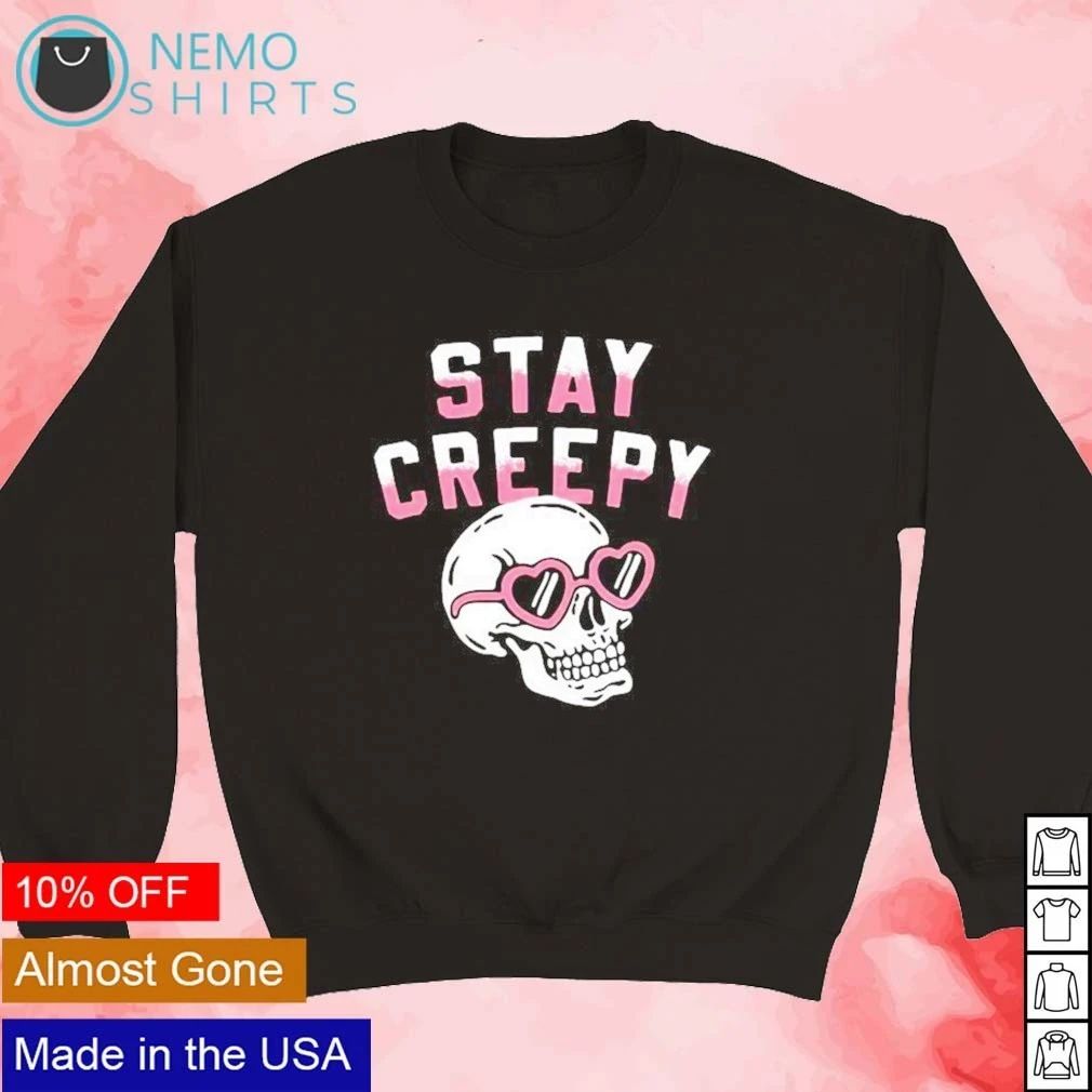 Stay Creepy Skull with Heart Sunglasses Halloween shirt