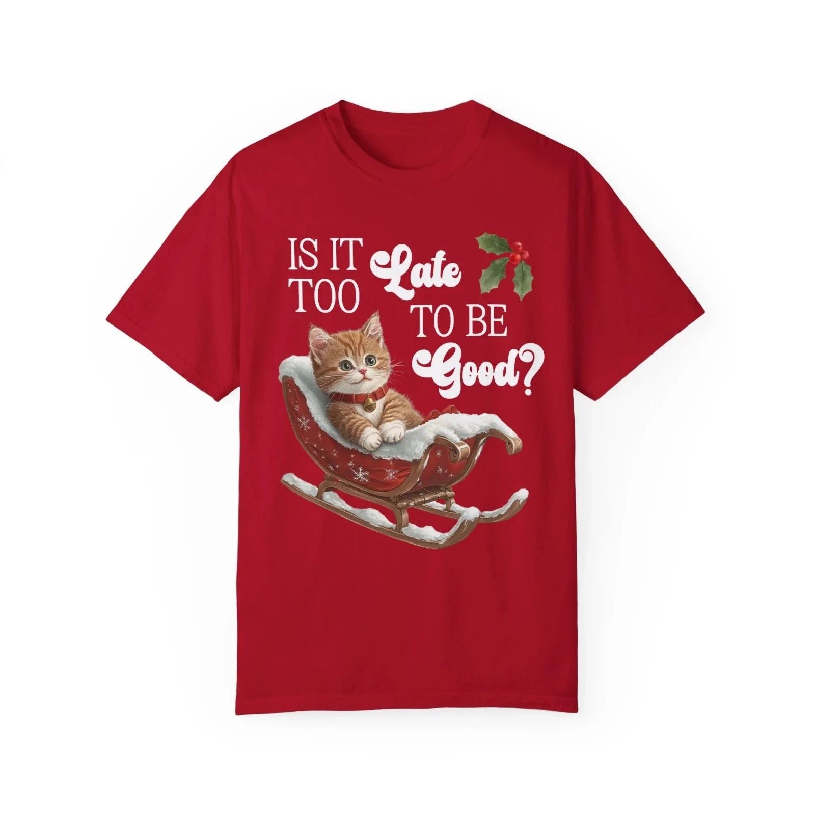 Christmas Cat Lover Tee Red Shirt
