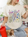 Comfort Tee Flower Bouquet Boho Style Shirt Soft Relaxed