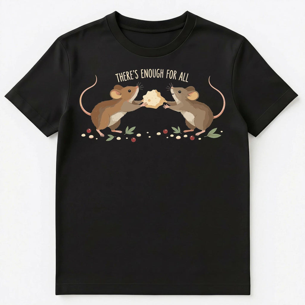 Cute Mice Sharing Cheese Motivational Illustration Unisex T-Shirt