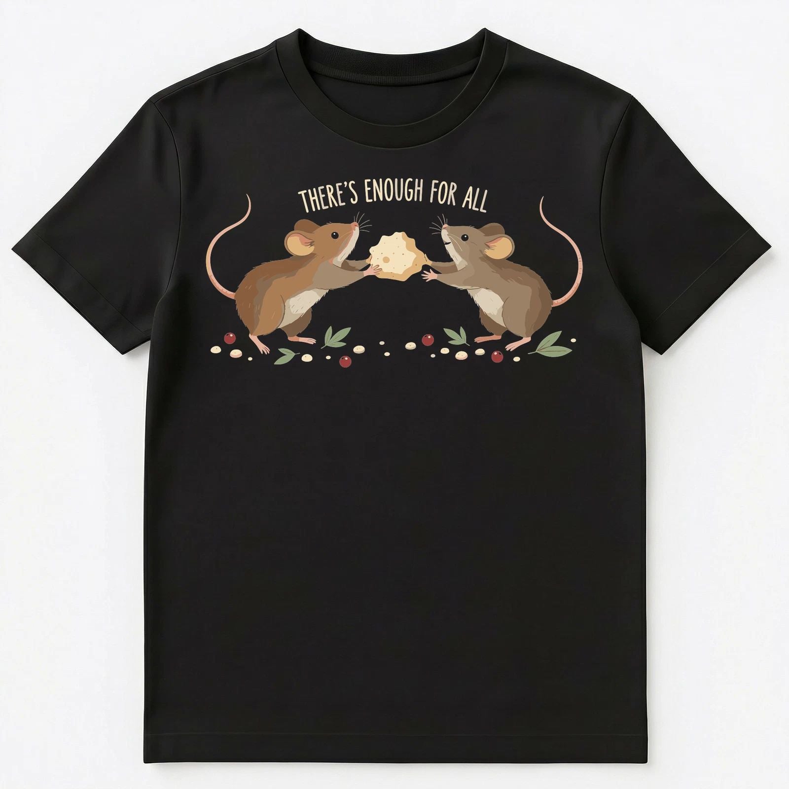 Cute Mice Sharing Cheese Motivational Illustration Unisex T-Shirt