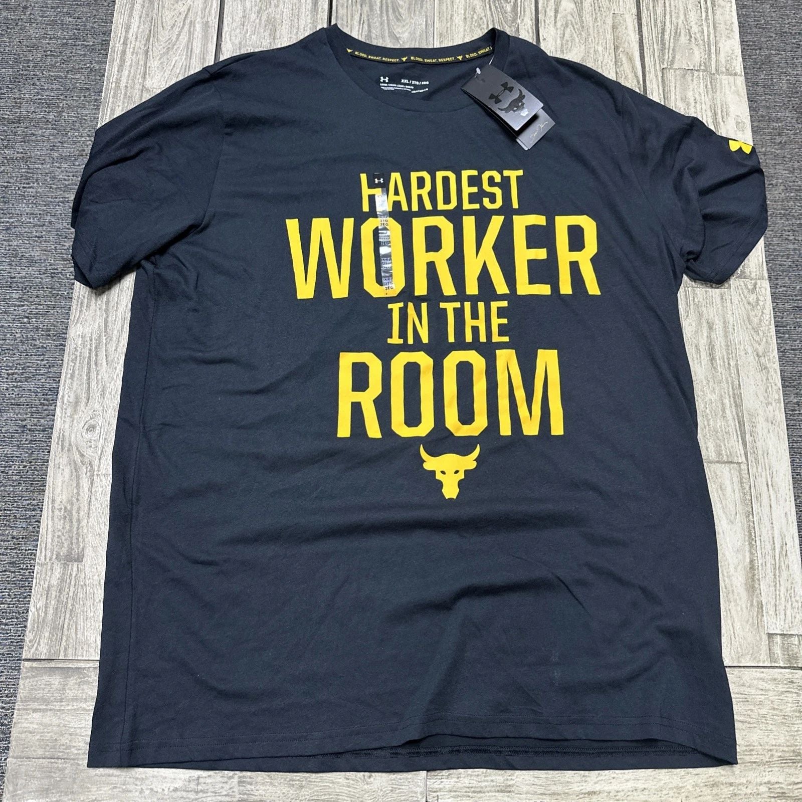 Under Armour Project The Rock Hardest Worker T-Shirt Iron Paradise XXL HeatGear