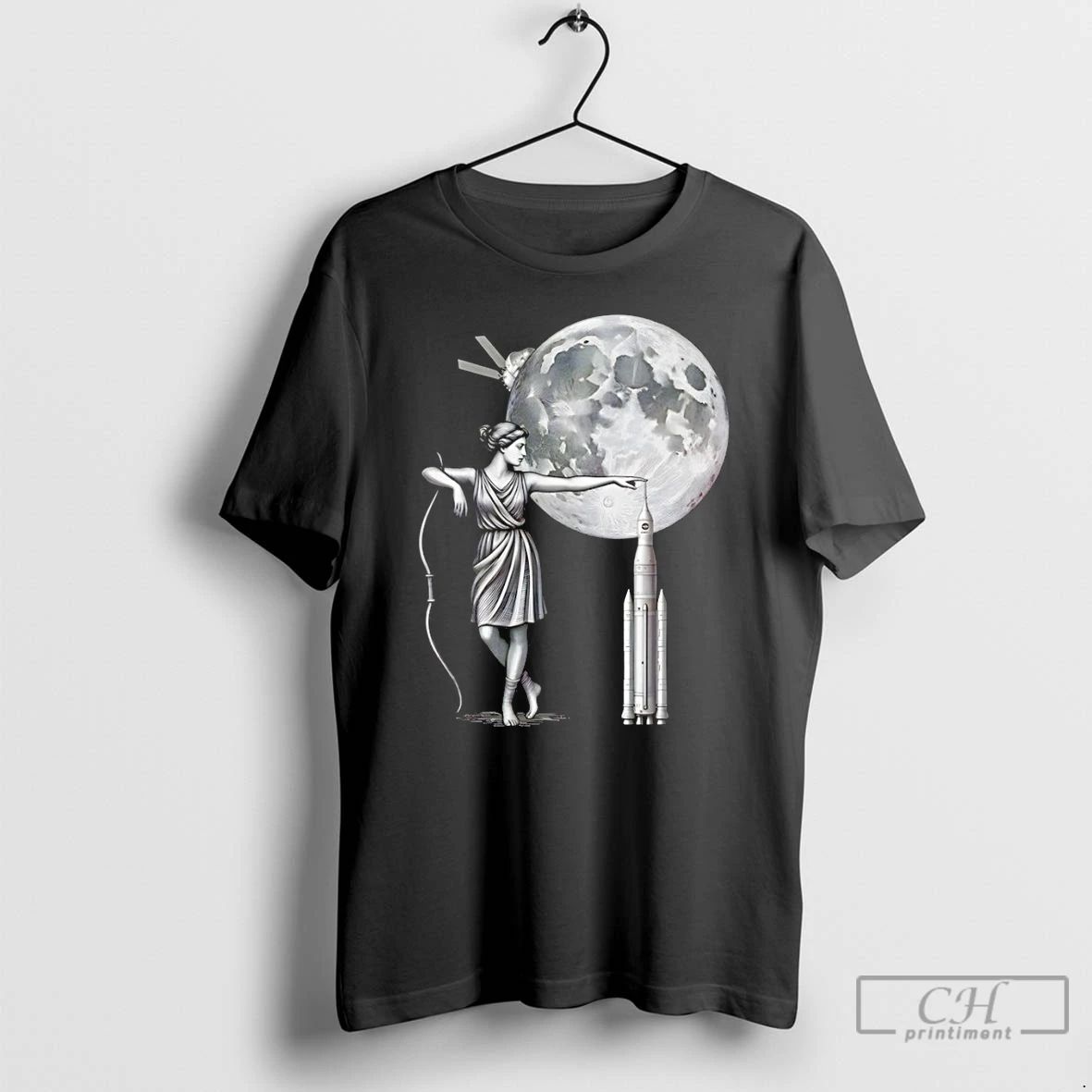 Premium Artemis Moon Goddess With Rocket Space Mission Vintage
