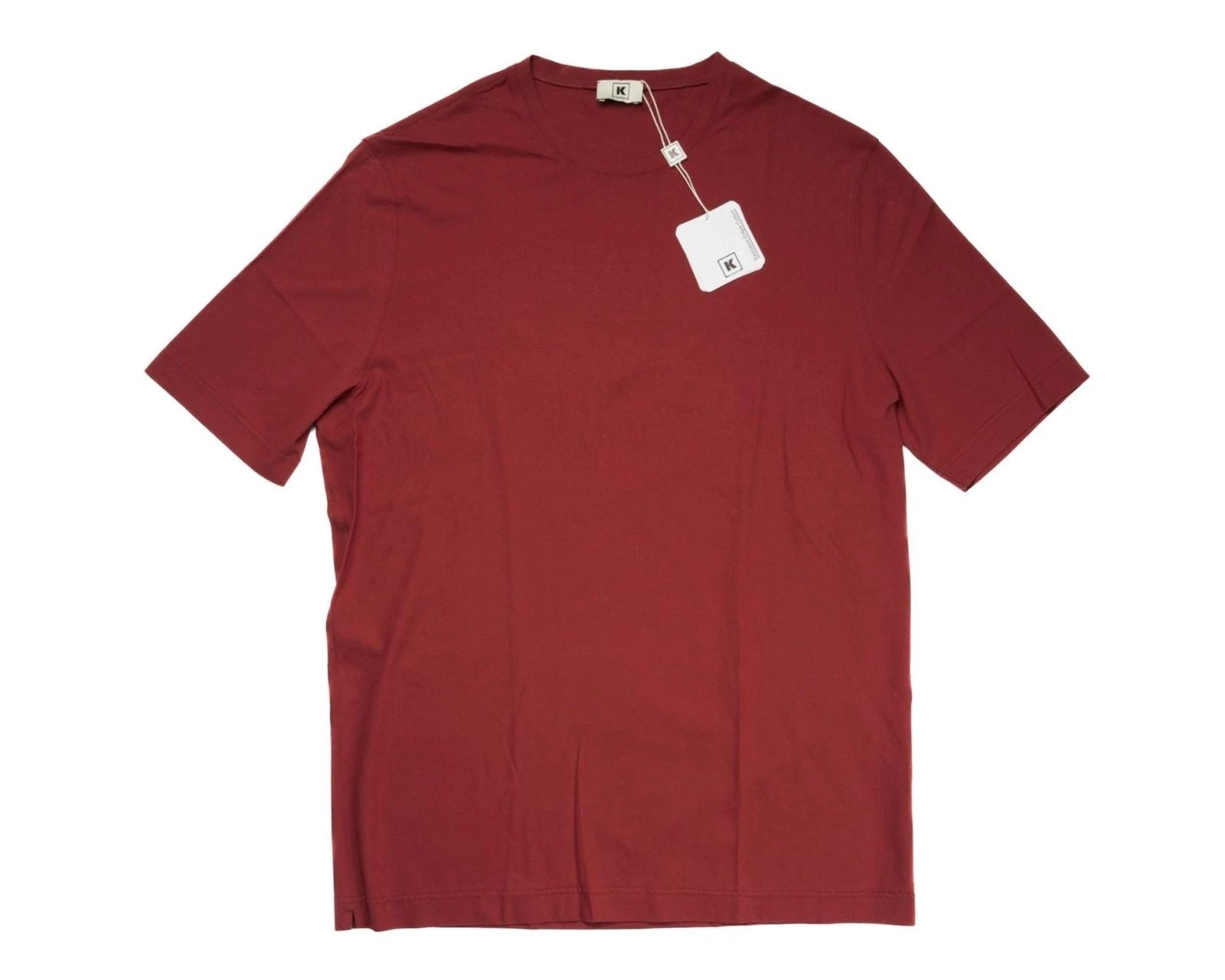 Kired by Kiton $250 Crepe Cotton Short Sleeve Brick Red Slim T-Shirt L (52 IT)