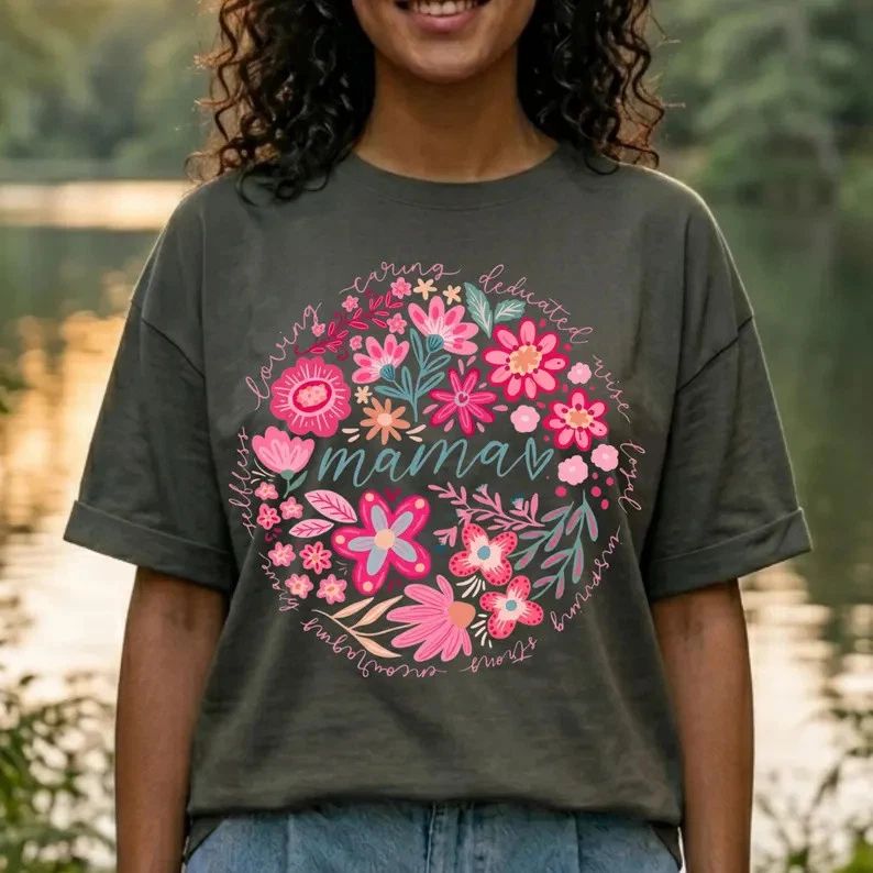 Boho Floral Mama Comfort Tee Shirt