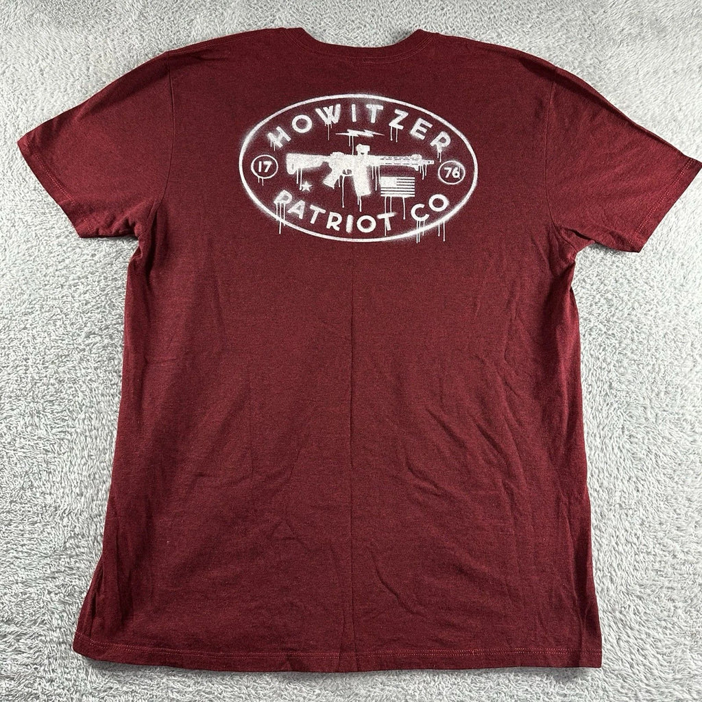 Howitzer Patriot Co. Shirt Mens XL Red Burgundy Spray Painted Graphic Minimal