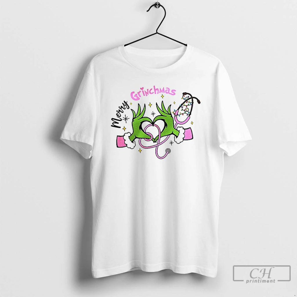 Classic Grinch Nurse Love Hand Merry Grinchmas Merry Christmas T Shirts