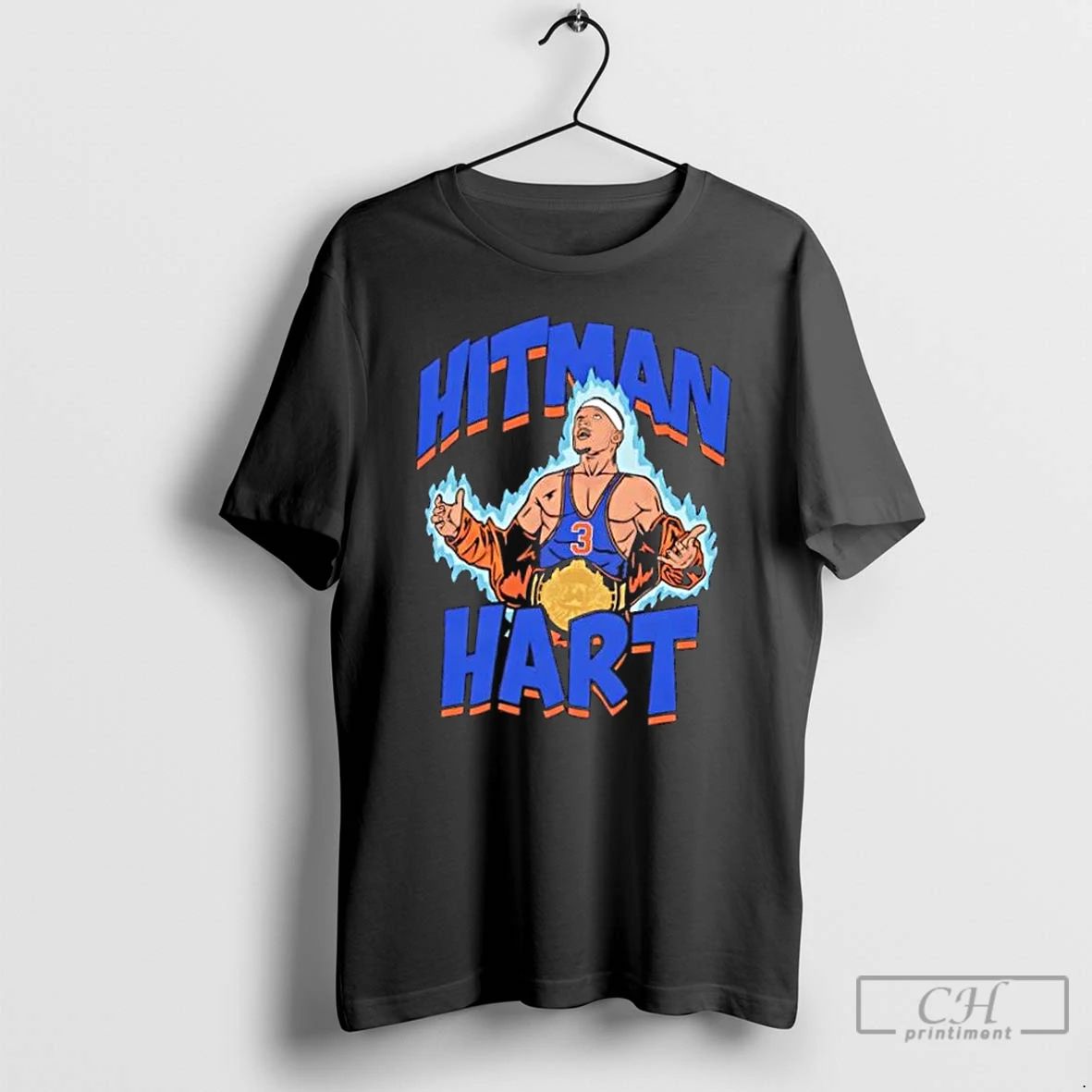 Classic Hitman Hart Caricature Graphic T Shirts