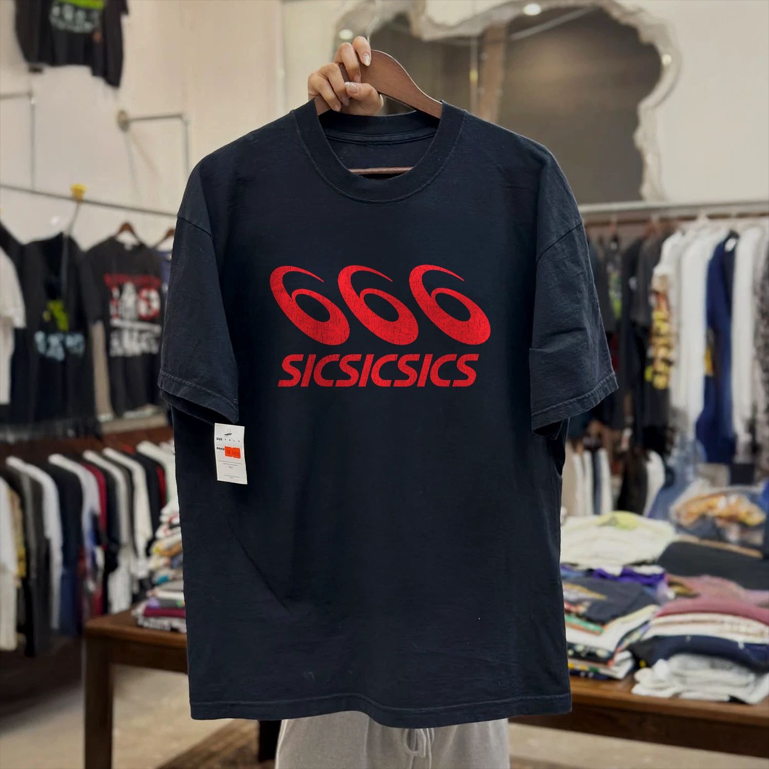 SICSICSICS '666' *LIMITED-RARE* (90s ENERGY)BLACK T-SHIRT