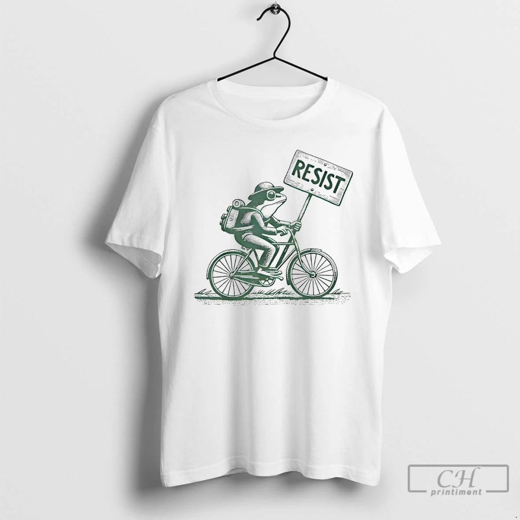 Classic Frog On Bike Resist Portland Frog Protest Vintage T Shirts
