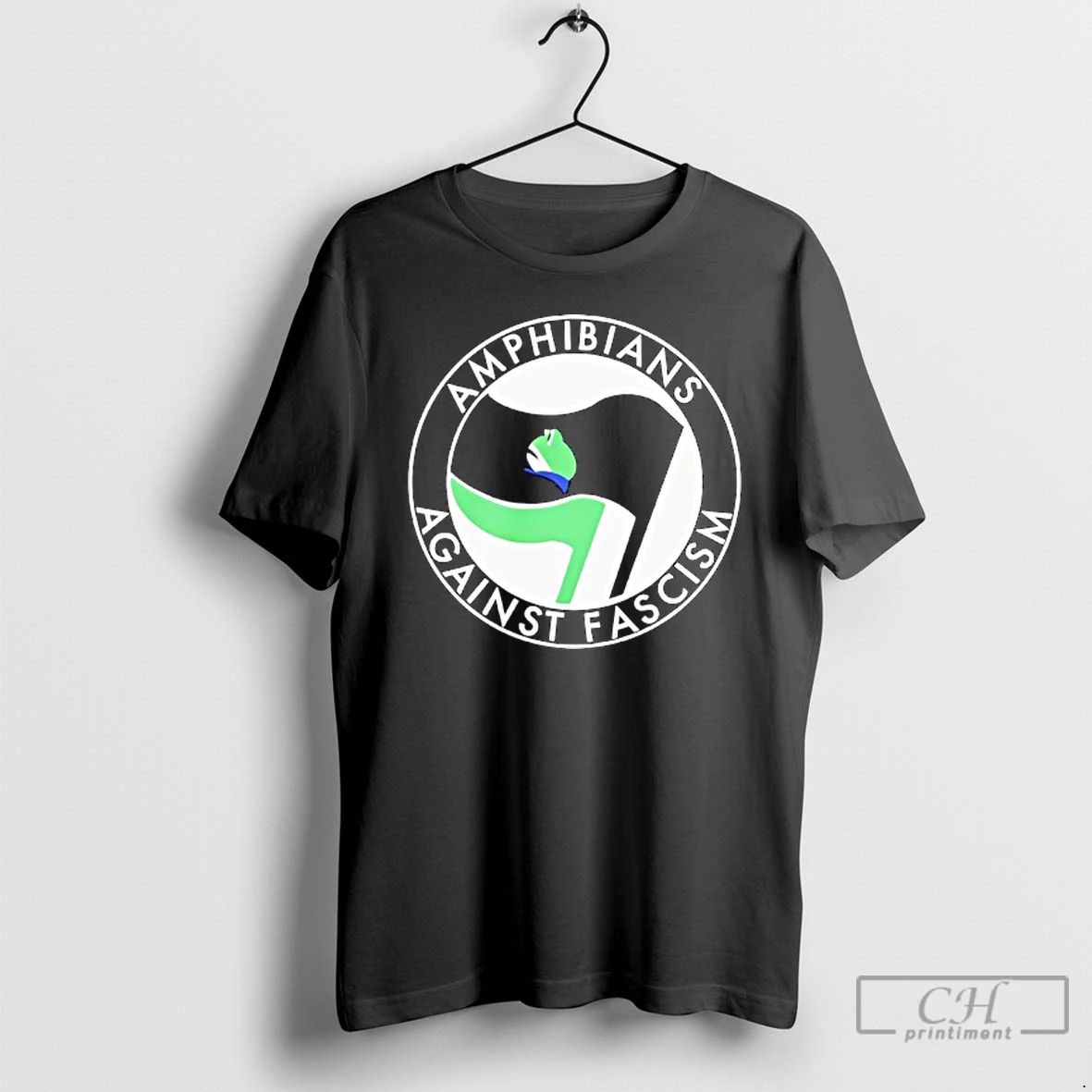 Classic Amphibians Against Fascism Logo Frog Flag T Shirts