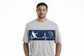 Fishing Heartbeat Graphic T-Shirt Light Grey Mens M, L, XL Casual Streetwear