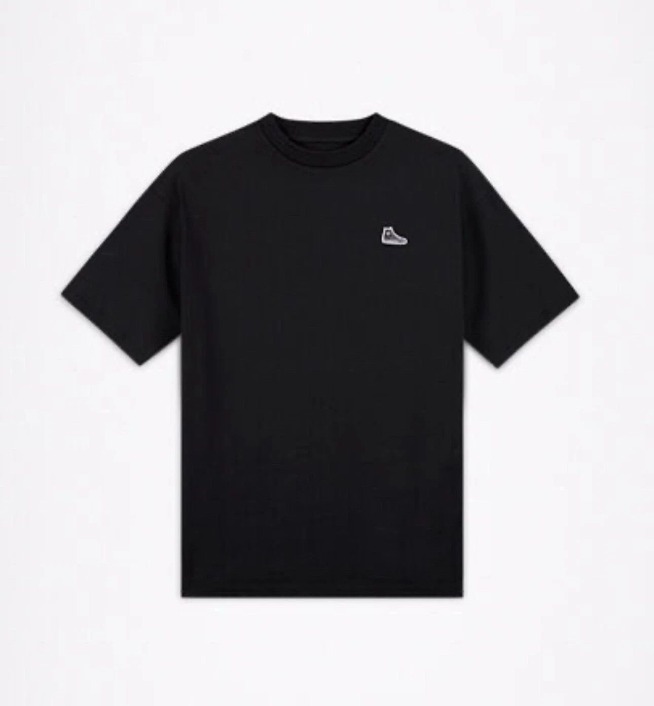 Converse Black Chuck Taylor Sneaker Patch Crew Neck T-Shirt Size Large Oversize